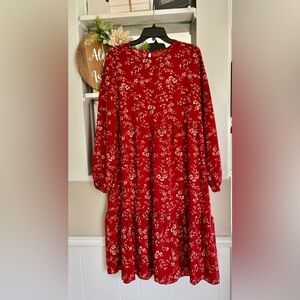 SOLD - Floral Red Dress